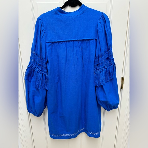 NWOT Ulla Johnson Royal Blue Tunic with Fringe and Tassel Details Sz 10 - Picture 7 of 7